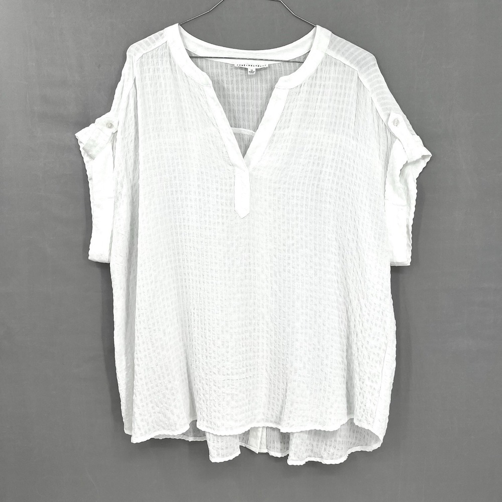 Jane & Delancey Women's Blouse‎ Short Sleeve White Soft Lightweight Plus Size 1X